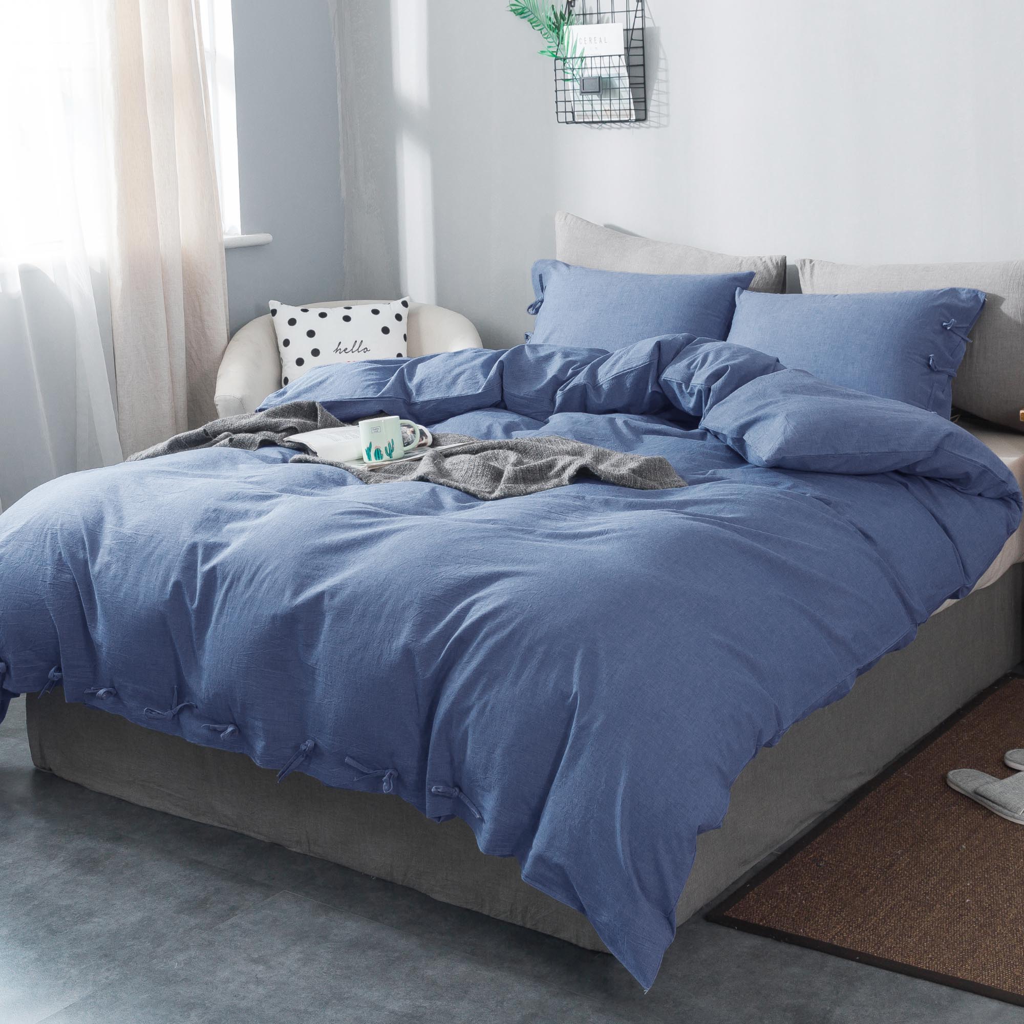 Mintorai 100% Cotton Summer All Season Ultra Soft Duvet Cover Set, Blue, Grey, Pink, White, Twin, Queen, King, Room Decor, Graduation Gifts