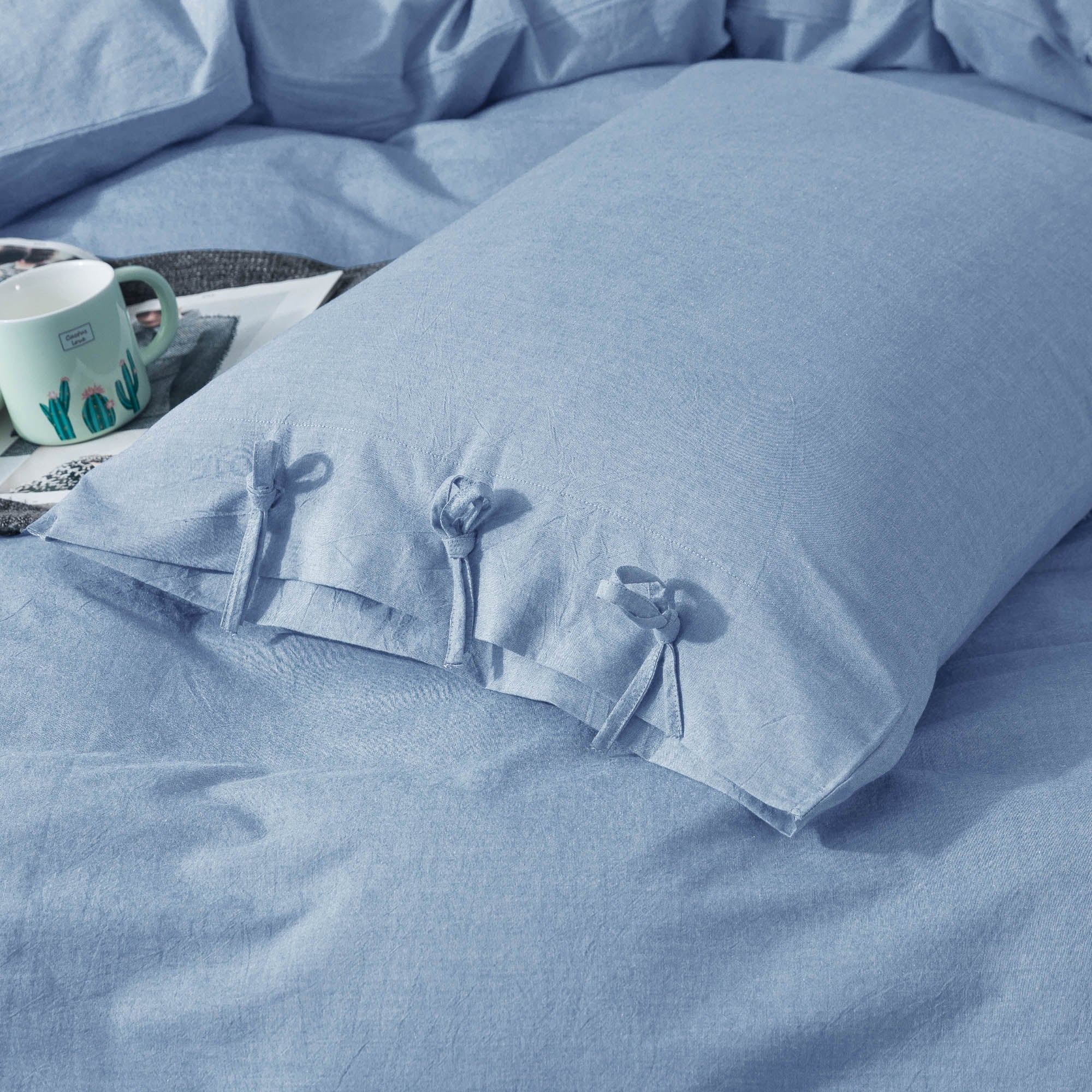 Mintorai 100% Cotton Summer All Season Ultra Soft Duvet Cover Set, Blue, Grey, Pink, White, Twin, Queen, King, Room Decor, Graduation Gifts