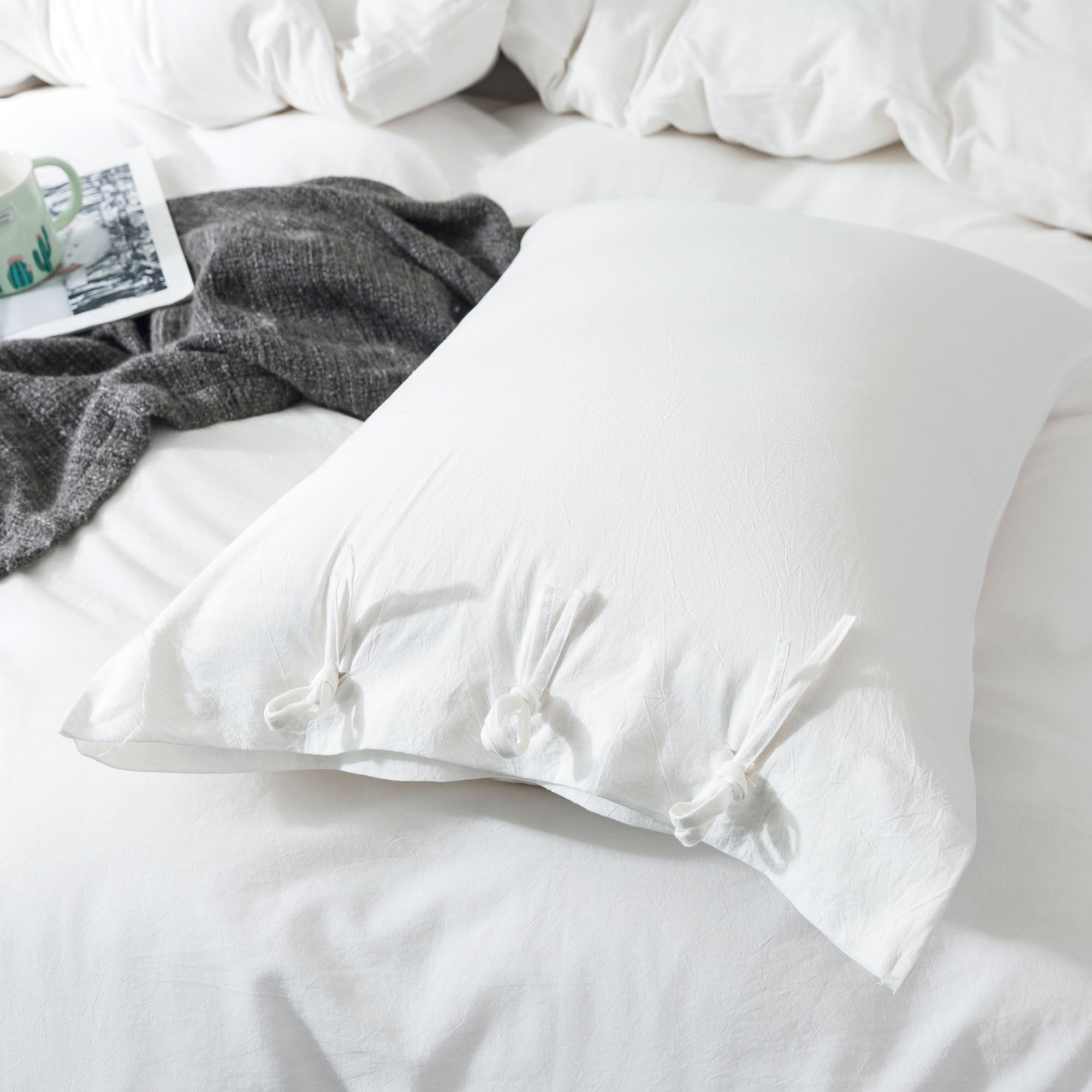 Mintorai 100% Cotton Summer All Season Ultra Soft Duvet Cover Set, Blue, Grey, Pink, White, Twin, Queen, King, Room Decor, Graduation Gifts