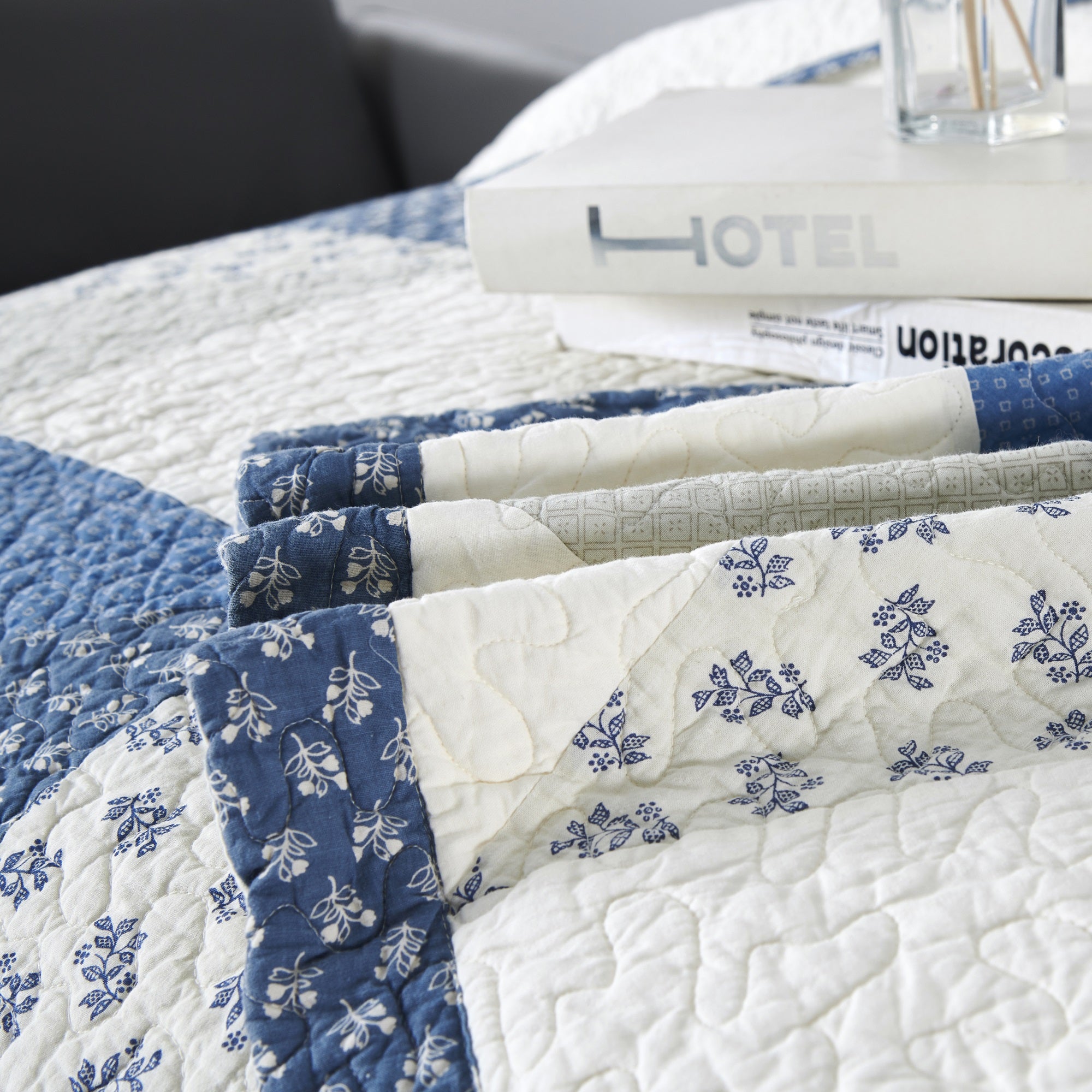 Mintorai Ultra Soft Floral Cotton Quilt with Decorative Patchwork, Boho Multicolor, Twin, Queen, King, Room Decor, Graduation Gifts