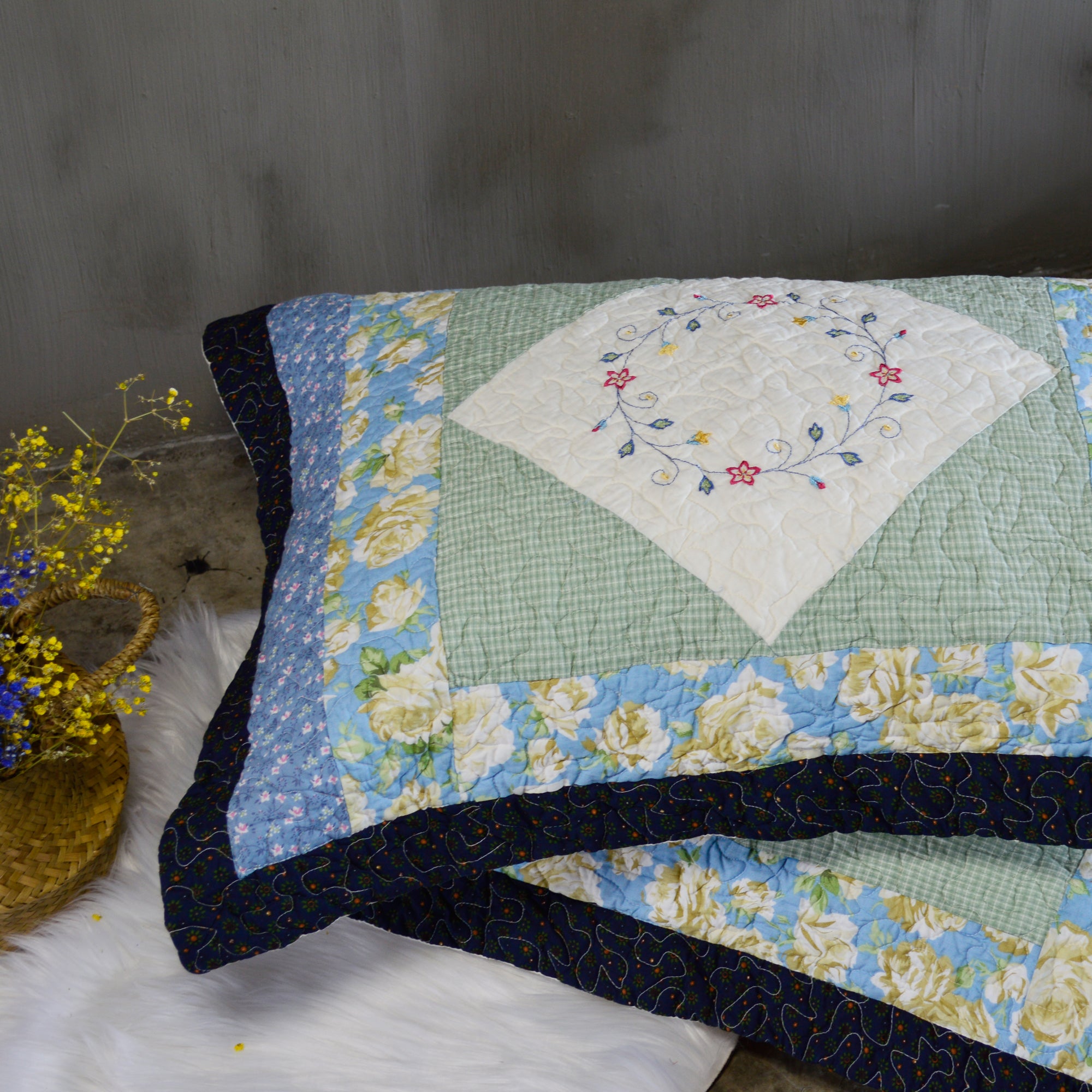 Mintorai Cotton Coastal Blue Pillow Sham, Boho Style