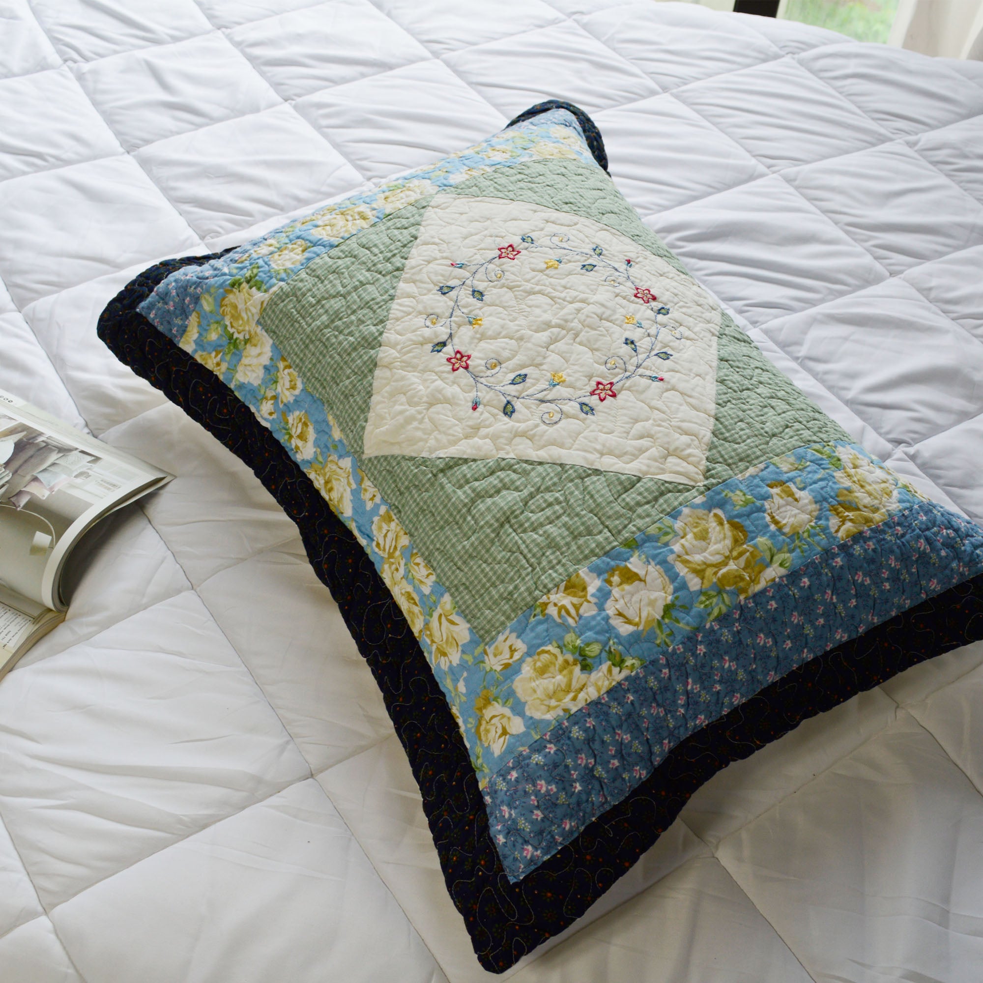 Mintorai Cotton Coastal Blue Pillow Sham, Boho Style