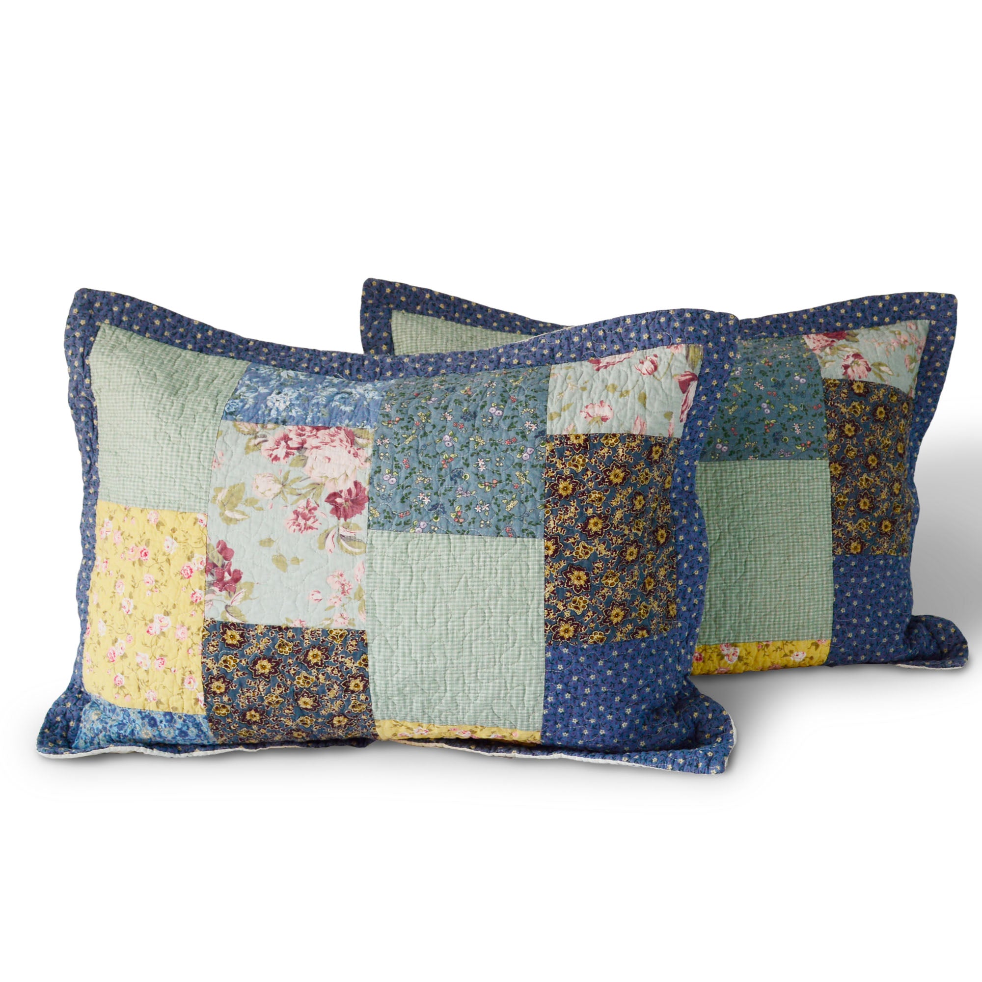 Mintorai 100% Cotton Boho Style Summer King Size Quilt Pillow Sham, Multi-Blue, Room Decor, Graduation Gifts