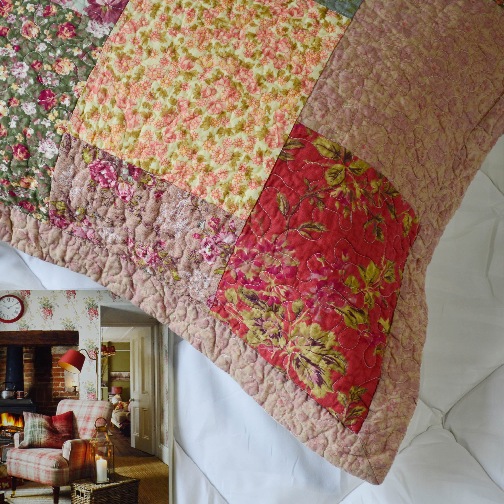 Mintorai 100% Cotton Summer Royal Garden Floral King Size Pillow Sham, Boho Style, Yellow and Pink, Room Decor, Graduation Gifts