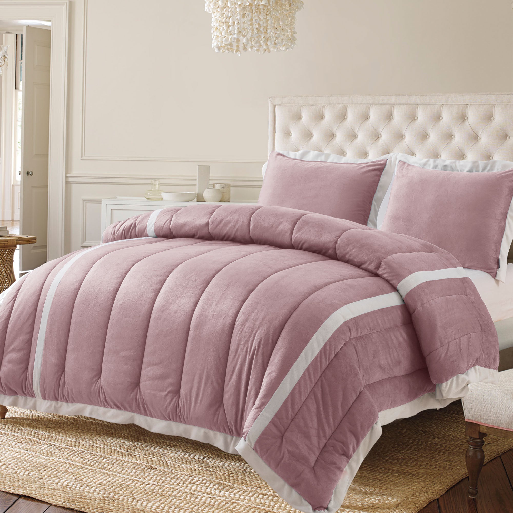 Mintorai Luxury Plush Microfiber Down Alternative Comforter Set With Unique Stripe Design - Mintorai