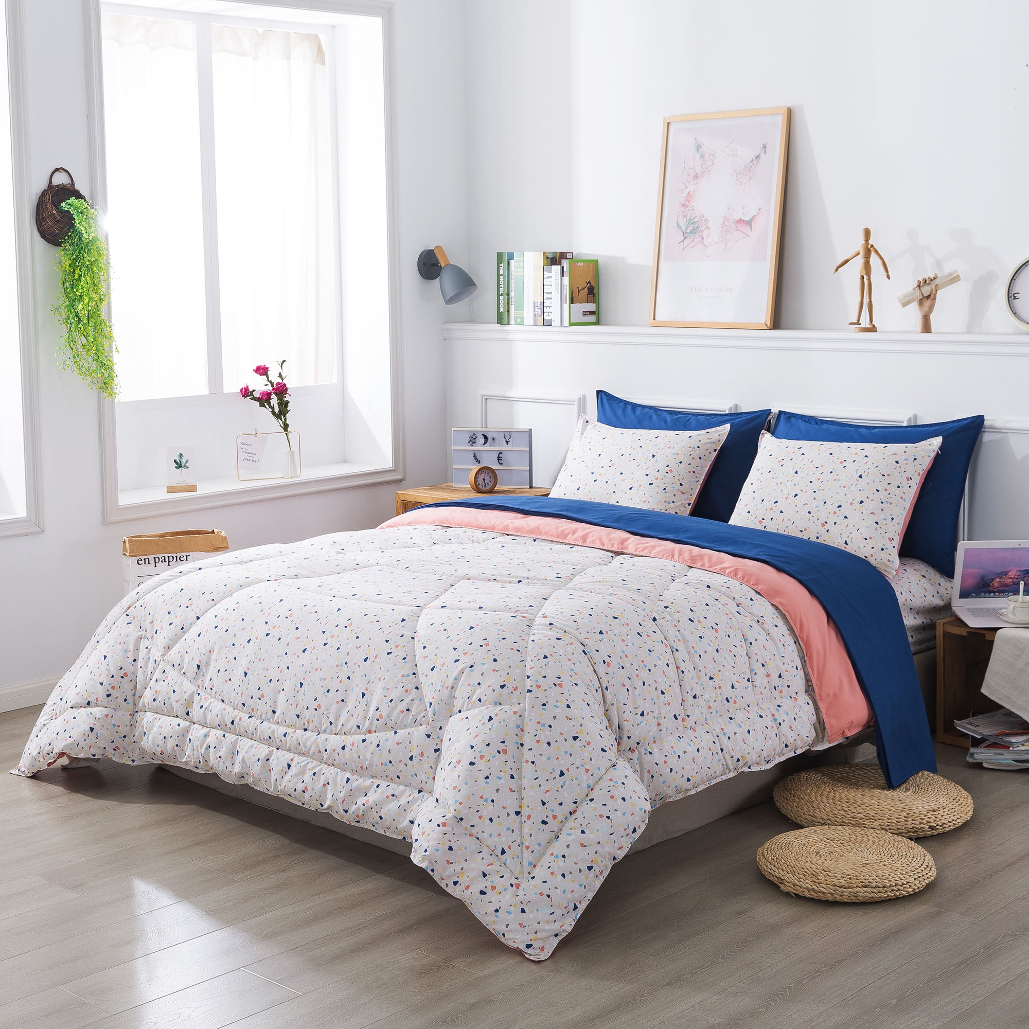 Mintorai 5 Piece Bed in A Bag Premium Brushed Microfiber Comforter Bedding Set ??Reversible with Down Alternative Filling and Attractive Colors - Mintorai