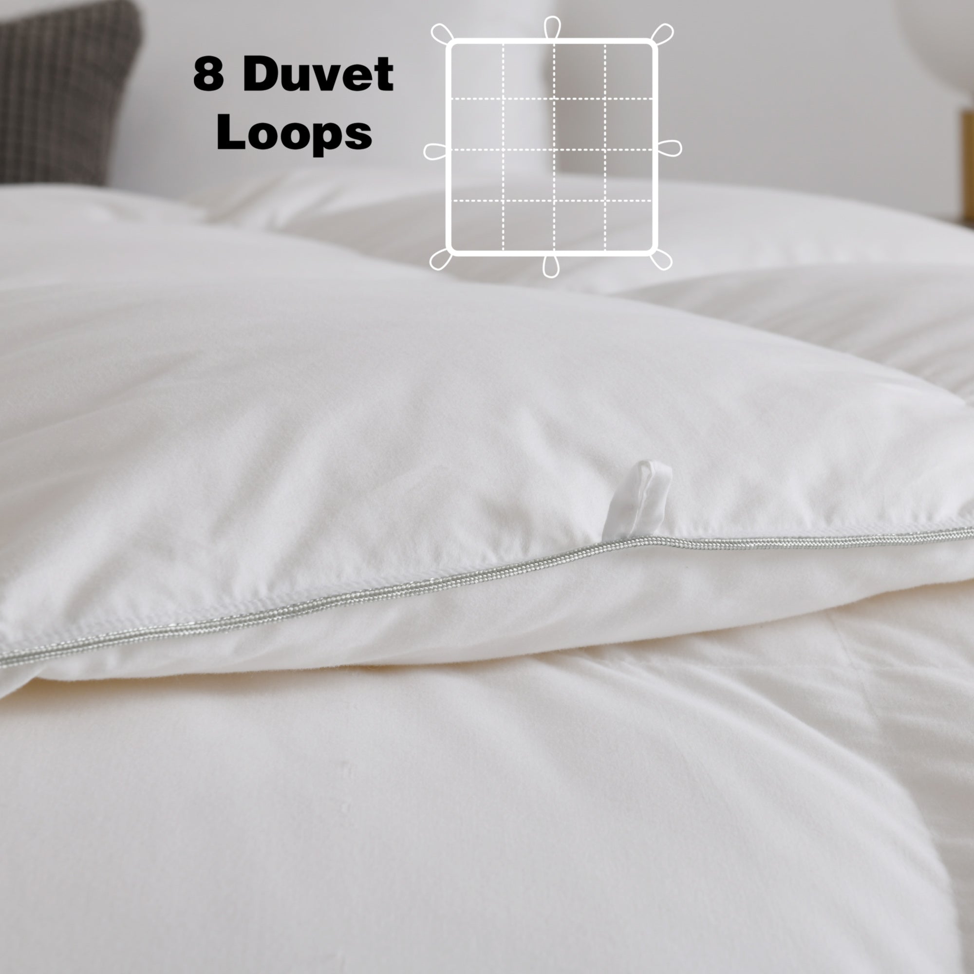 Mintorai Ultra Soft Cotton Plush Gray Piped Edge Down Comforter, White