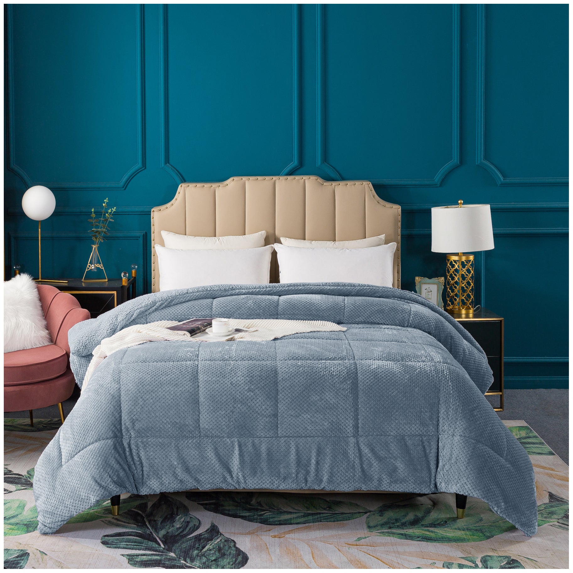 Mintorai Ultra Soft All Season Reversible Plush Sherpa Lined Comforter, Twin, Queen, King