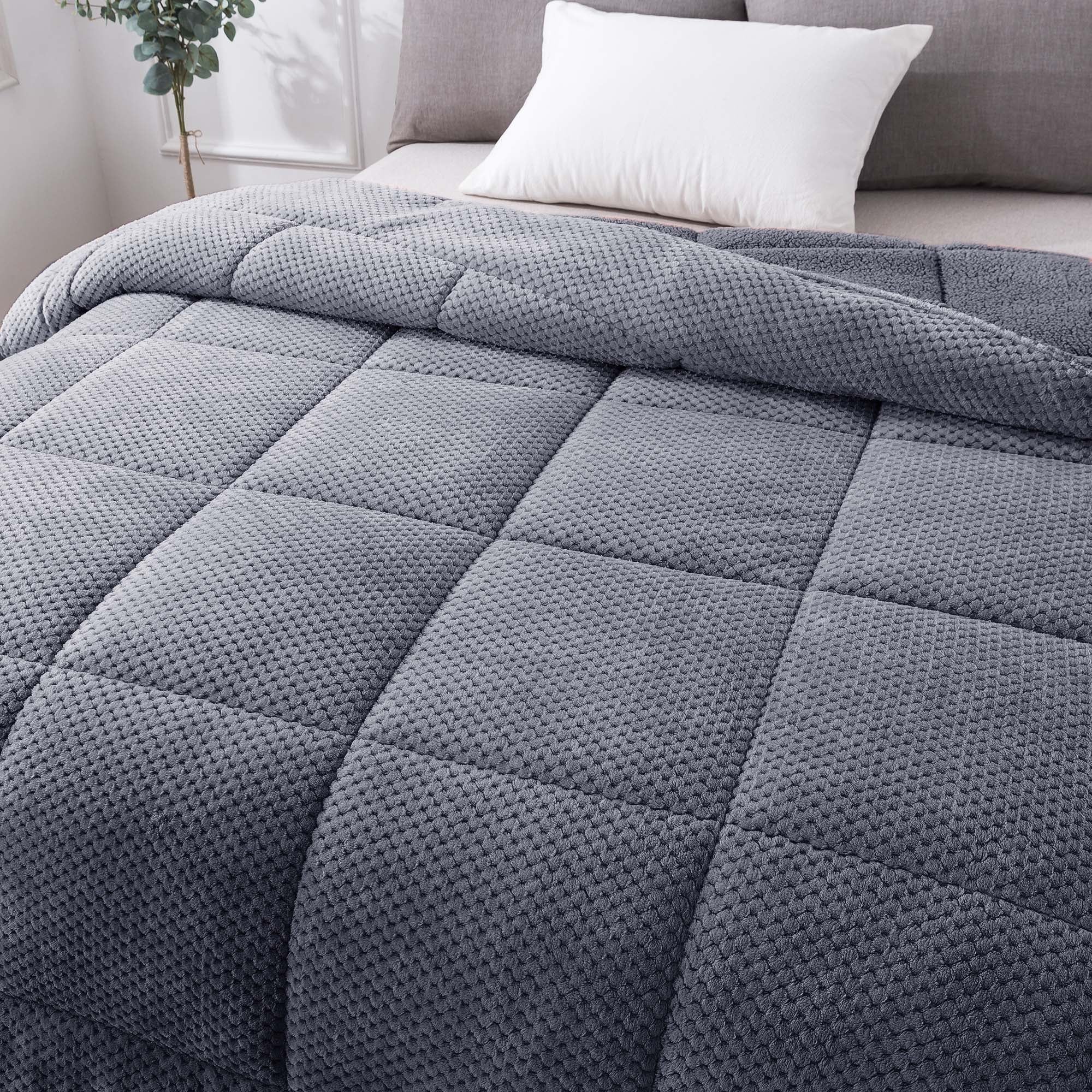 soft sherpa comforter warm Mintorai ugg fluffy plush dark grey