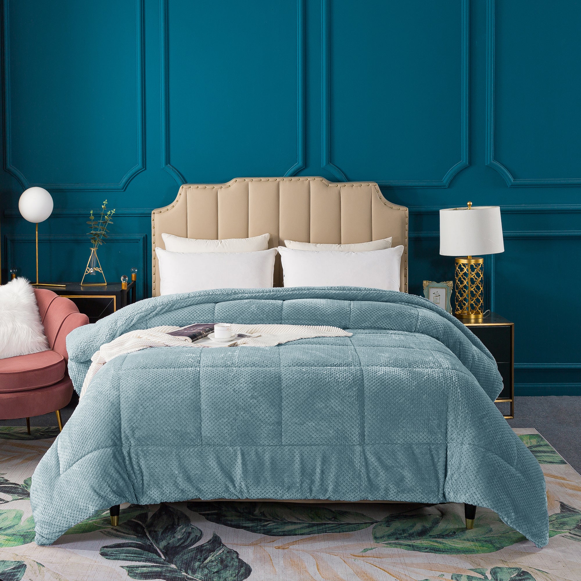 Mintorai Ultra Soft All Season Reversible Plush Sherpa Lined Comforter, Twin, Queen, King