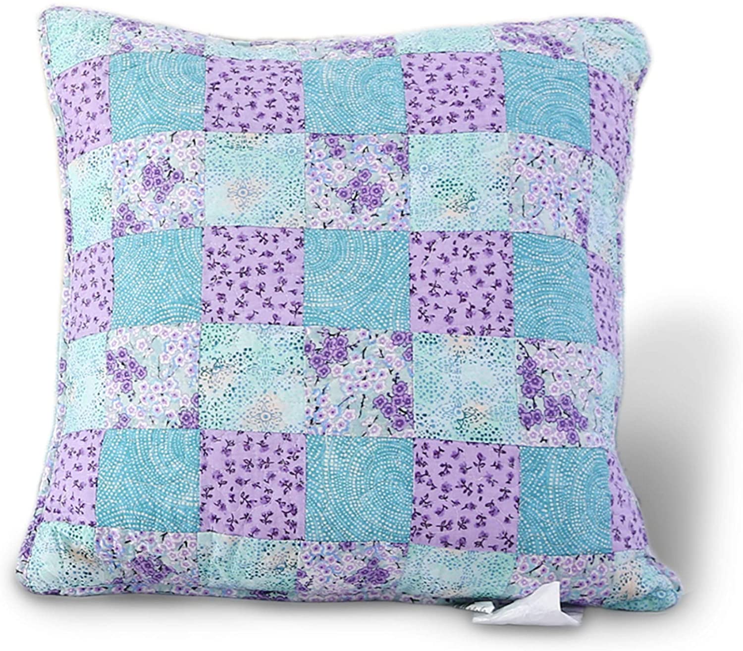 Mintorai 100% Cotton Patchwork Decorative Throw Pillow, Purple and Green
