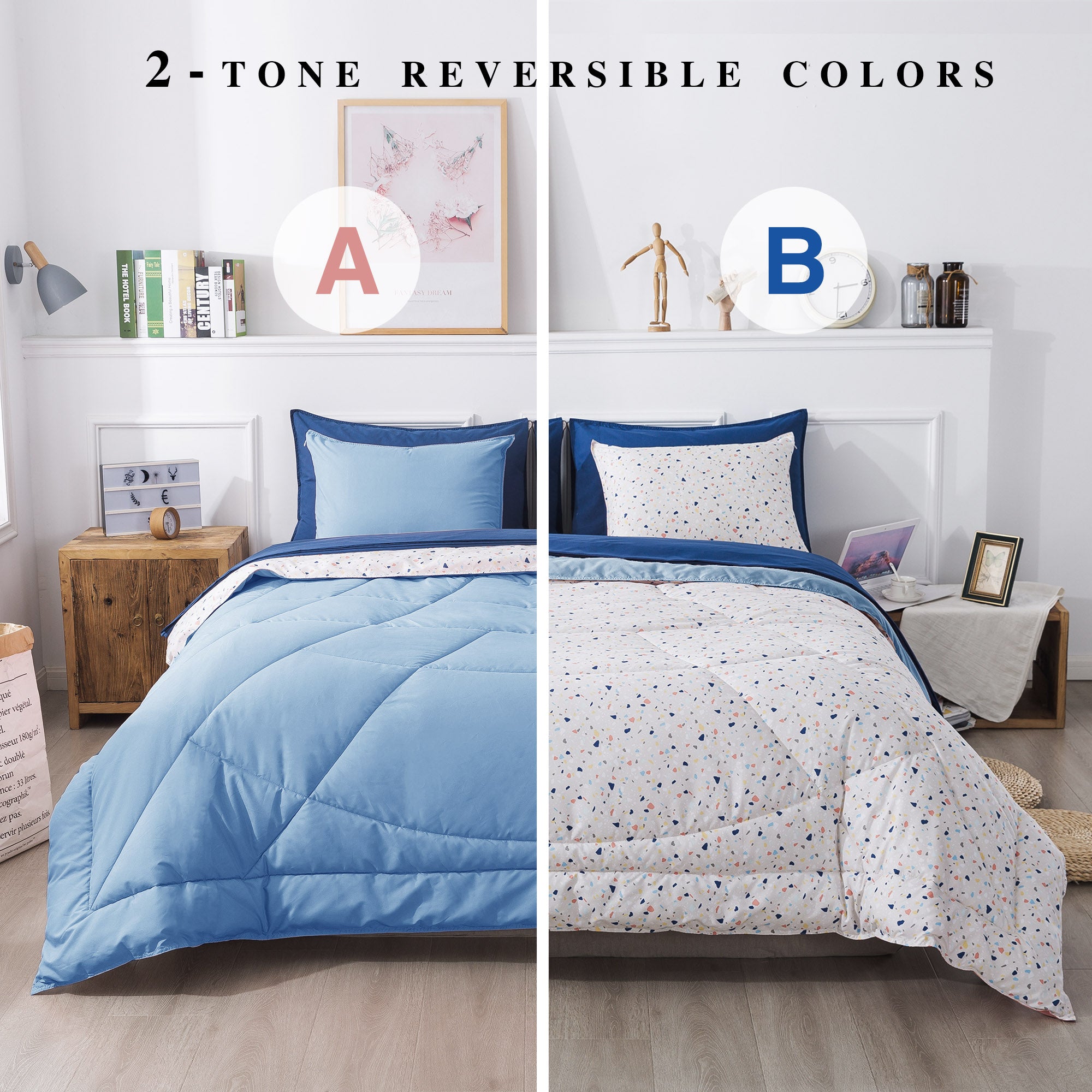 Mintorai Kids Reversible 5 and 7 Piece Ultra Soft Cozy Bed Comforter Sets, Room Decor