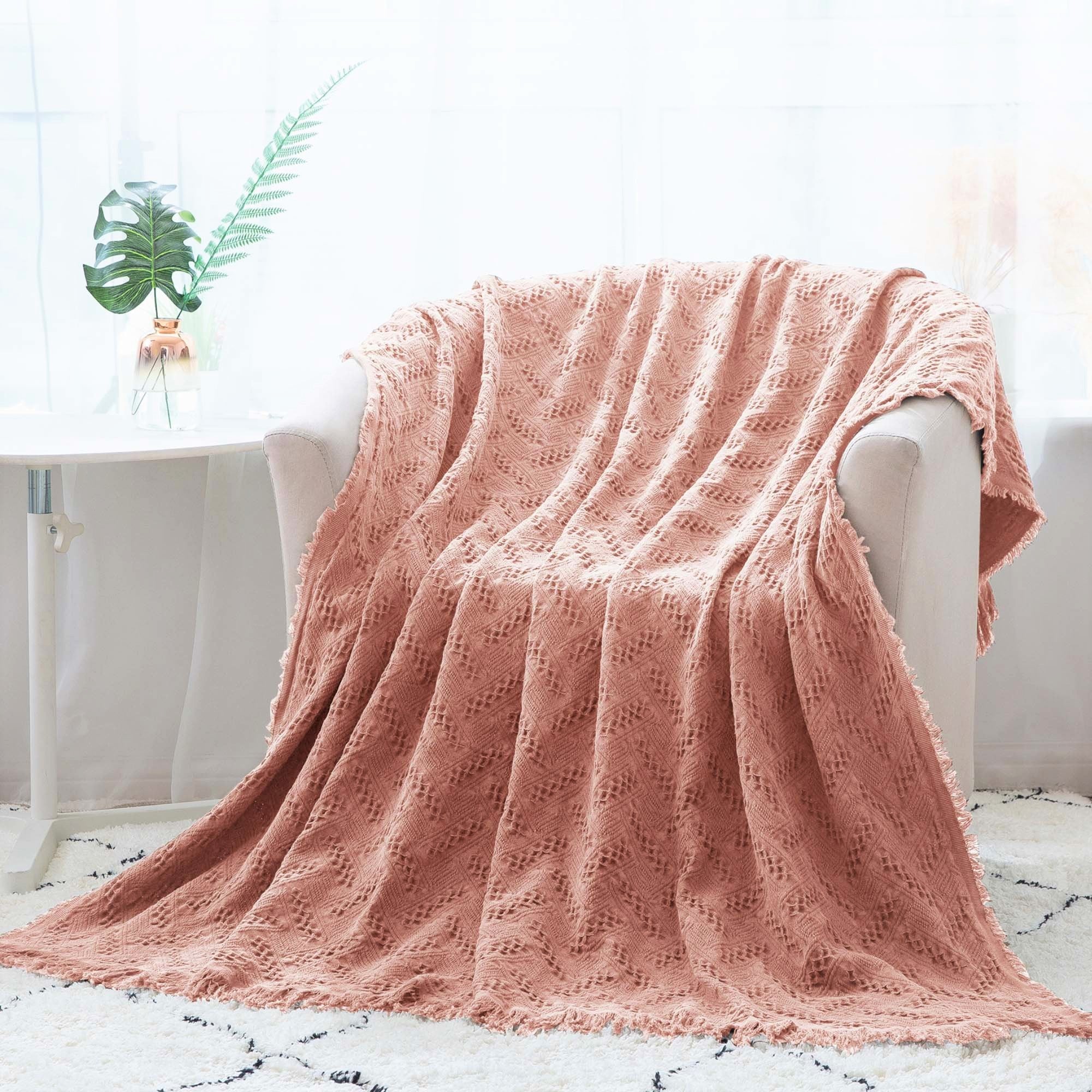 Mintorai All Season Cozy 100% Cotton Knitted Throw Blanket - Mintorai
