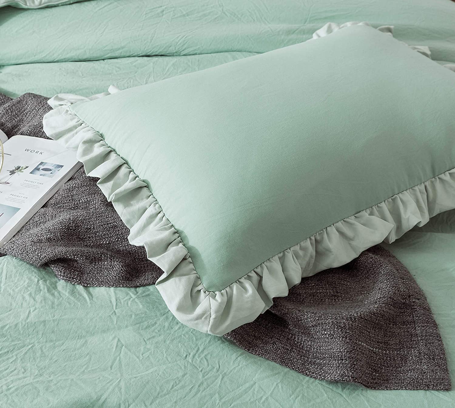 Mintorai Ultra Soft Quilted Comforter Set with Ruffled Trim Edge, Room Decor, Graduation Gifts