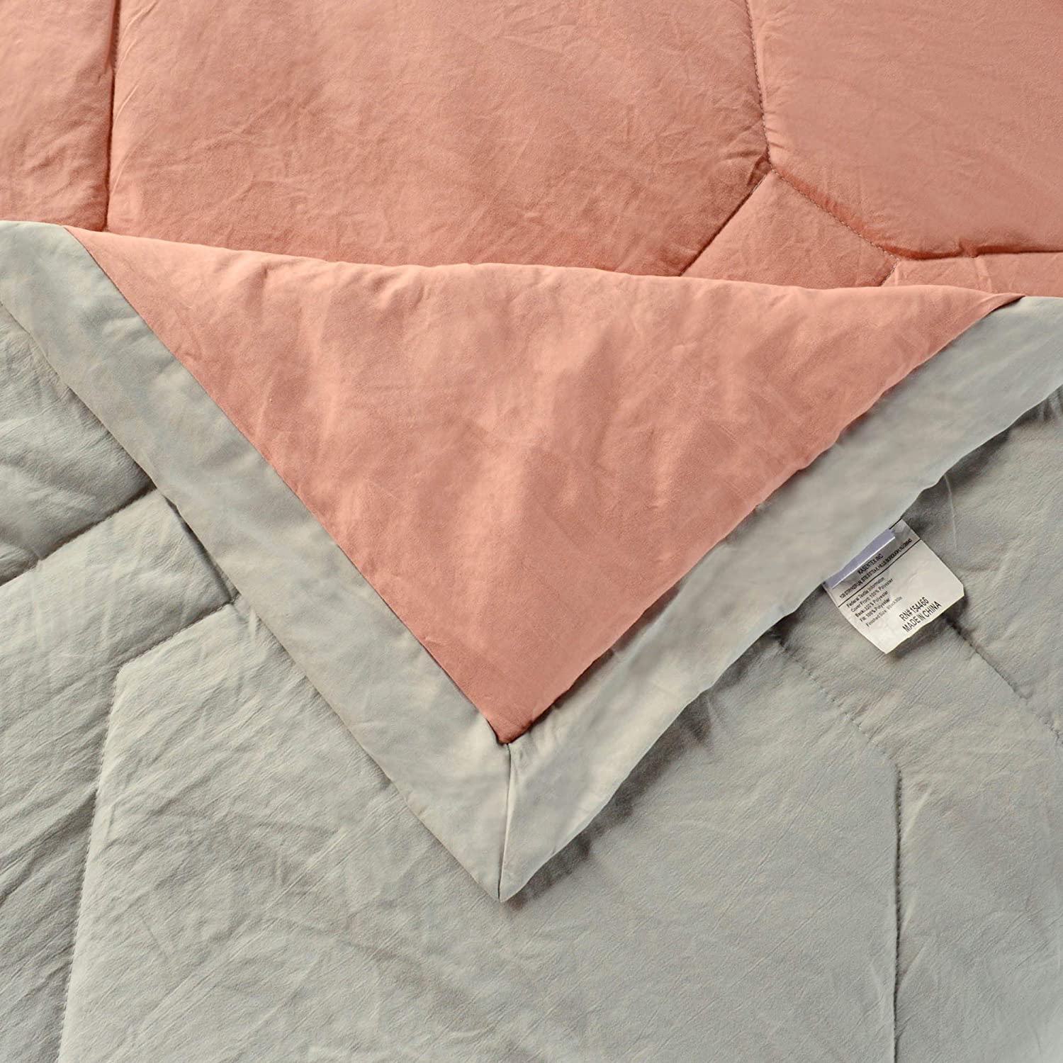 Mintorai Ultra Soft Quilted Comforter Set with Ruffled Trim Edge, Peach Rose, Room Decor, Graduation Gifts