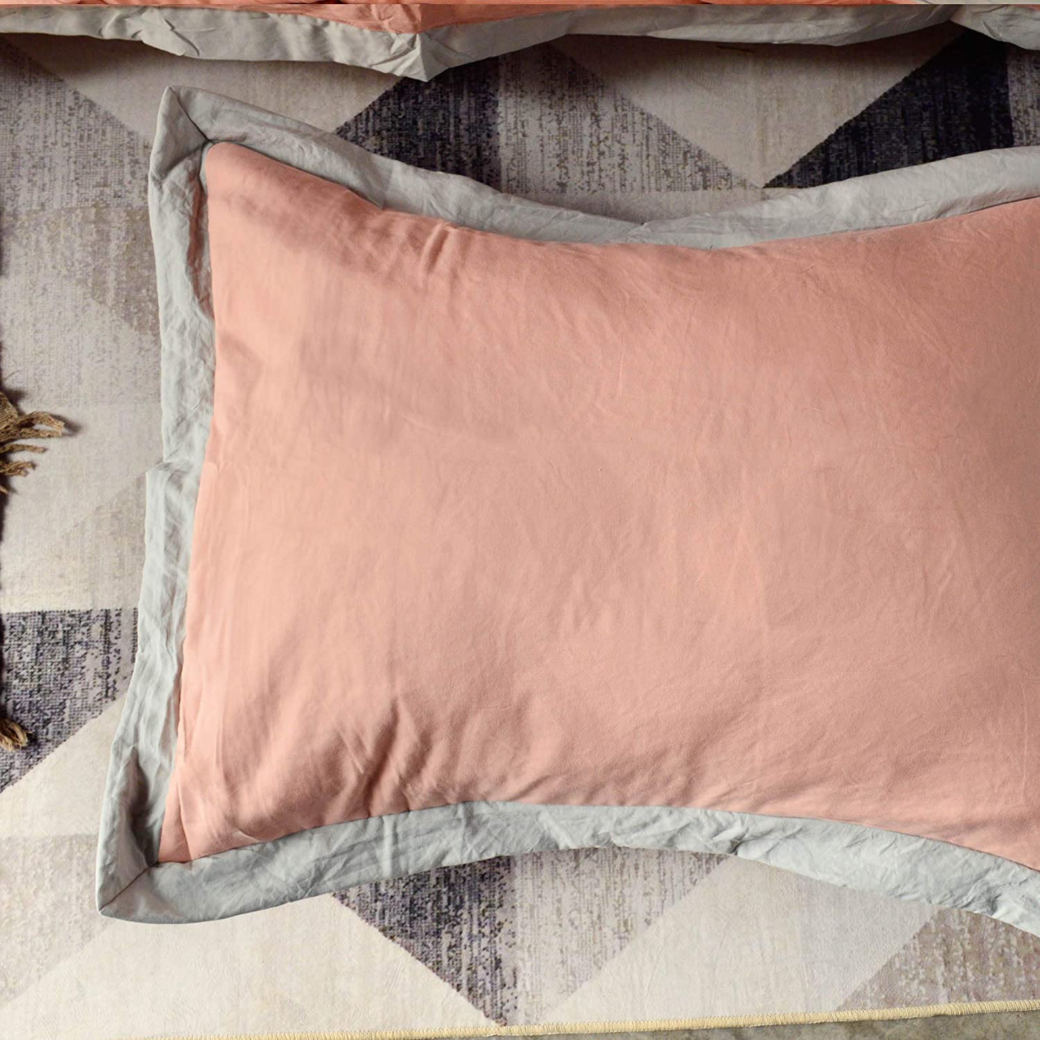 Mintorai Ultra Soft Quilted Comforter Set with Ruffled Trim Edge, Peach Rose, Room Decor, Graduation Gifts