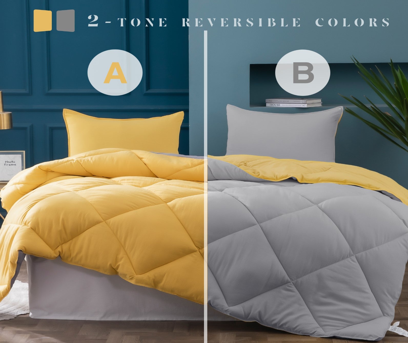 Mintorai Ultra Soft 2-Tone Reversible Comforter Set, Multi Colors, Room Decor, Graduation Gifts, Mom Gift