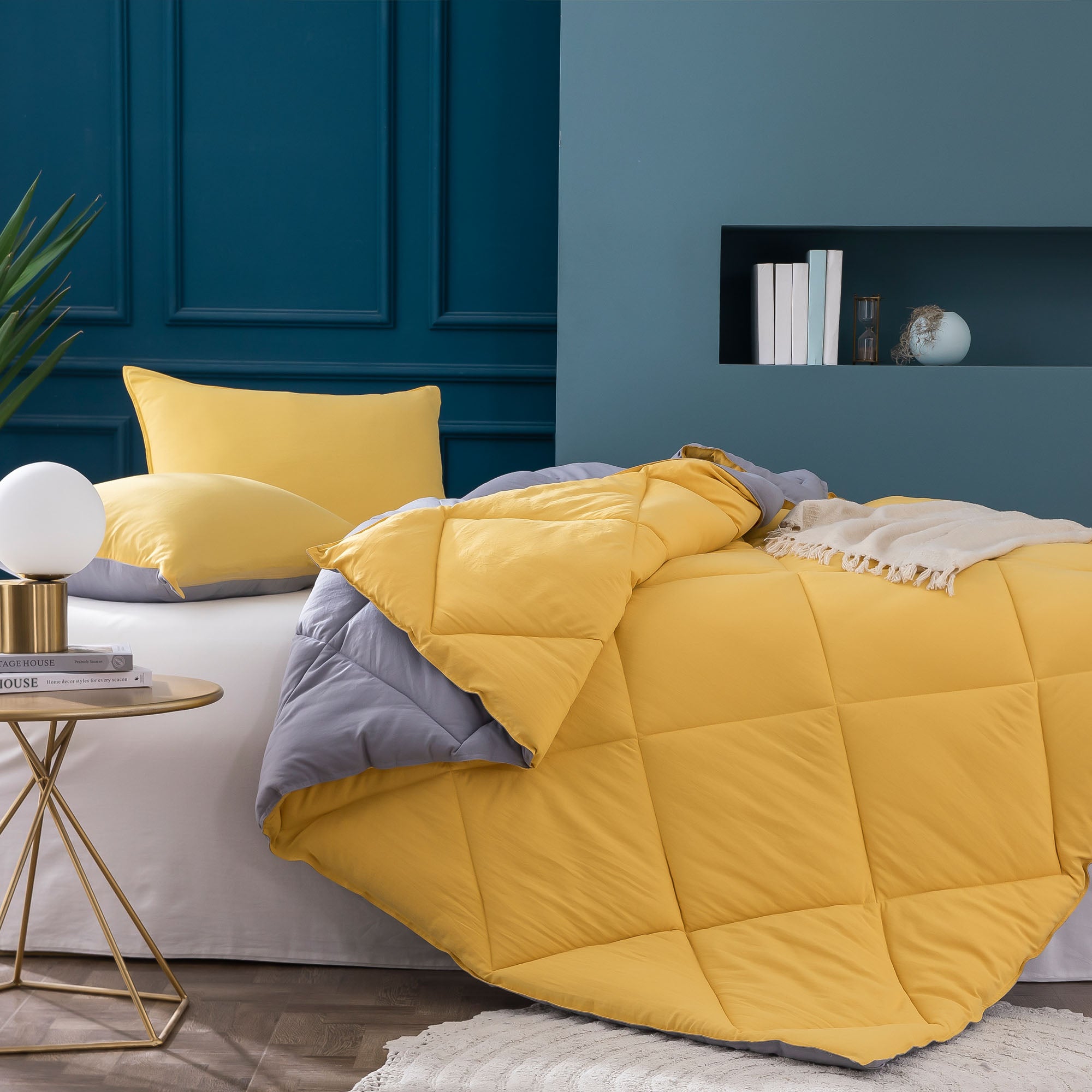 Mintorai Multi Color 2-Tone Reversible Comforter Set with Down Alternative Filling, Hypoallergenic